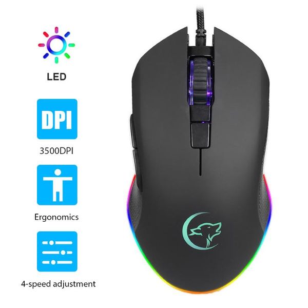 

mice ywyt g812 usb wired mouse gaming 3200dpi 6 buttons optical ergonomic with colorful breathing light