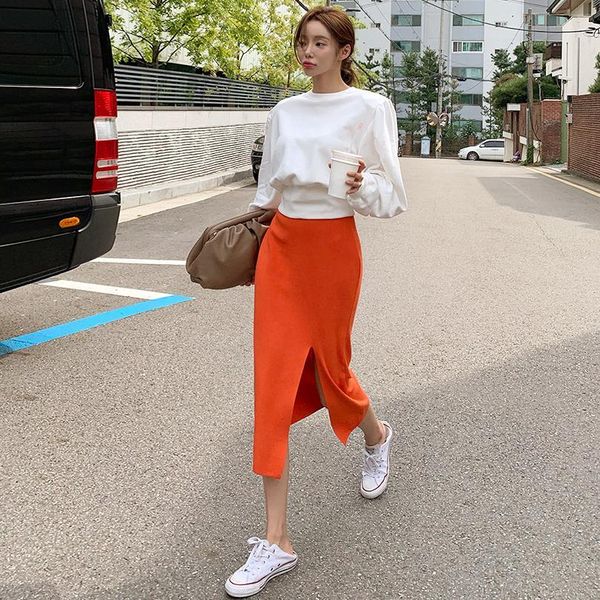 Eine Linie S-XL Plus Size Kurz Koreanische Frauen Hohe Taille Schulmädchen Rock Vintage Röcke Sommer Plissee 210417
