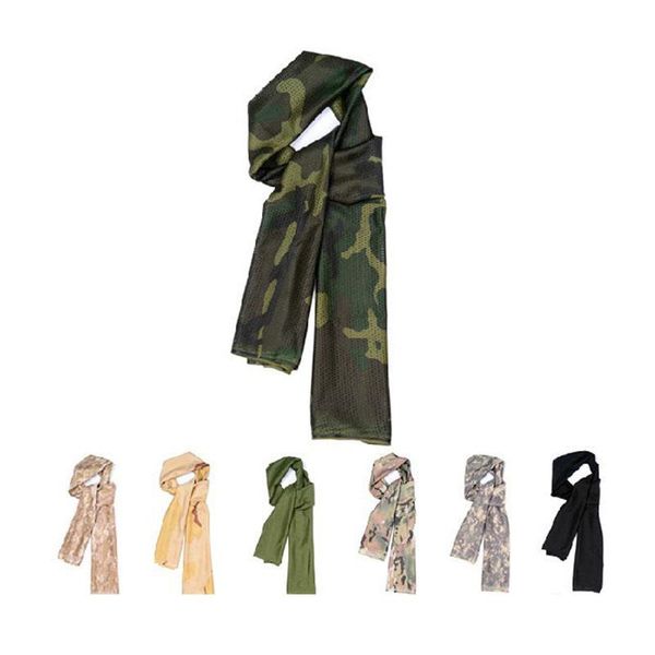 

tactical camouflage fishing mesh scarf military outdoor breathable headband neckerchief for hiking camping cycling caps & m masks, Black
