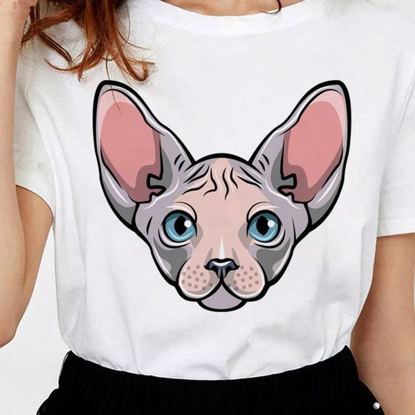 

women's t-shirt cute cat t shirt women casual funny cartoon print tshirt harajuku kawaii fashion summer short sleeve tees female, White