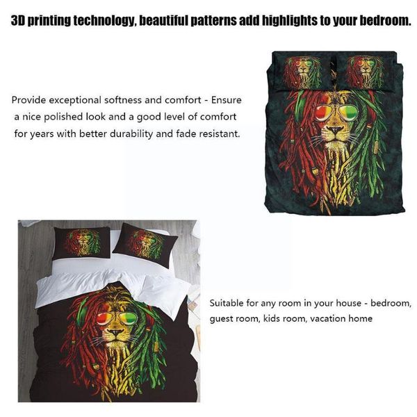 

bedding sets animal print duvet cover set teen boys comforter head microfiber lion bed colorful bedclothes soft t8x7