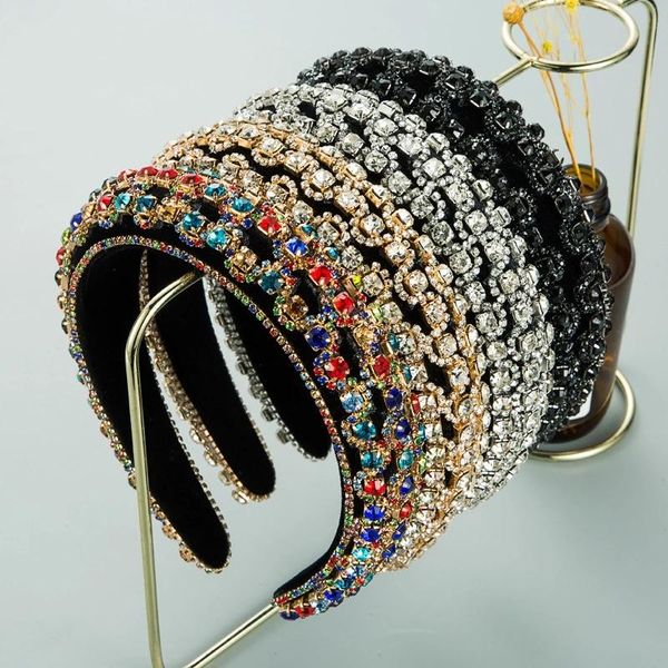 

2021 shiny princess tiara za hairband padded women big crystal headband gold black crown head piece prom hair accessories jewelry, Silver