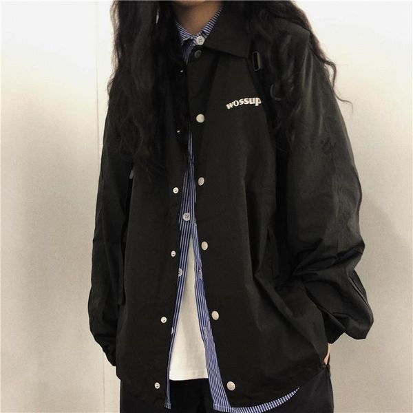 

women's jackets moda feminina female coats and pockets letter turn-down collar casual style autumn korean clothing zipper, Black;brown