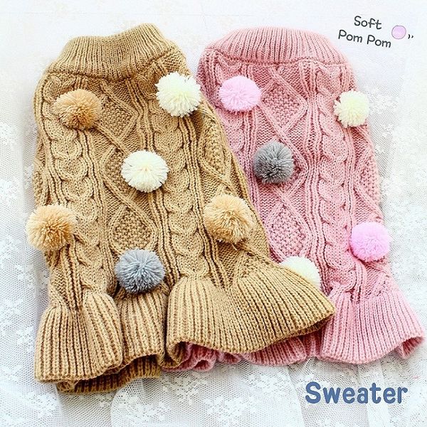 

dog apparel sweater pet clothes adorable knitwear fashion vintage hair ball soft warm holiday party spring autumn happy walking