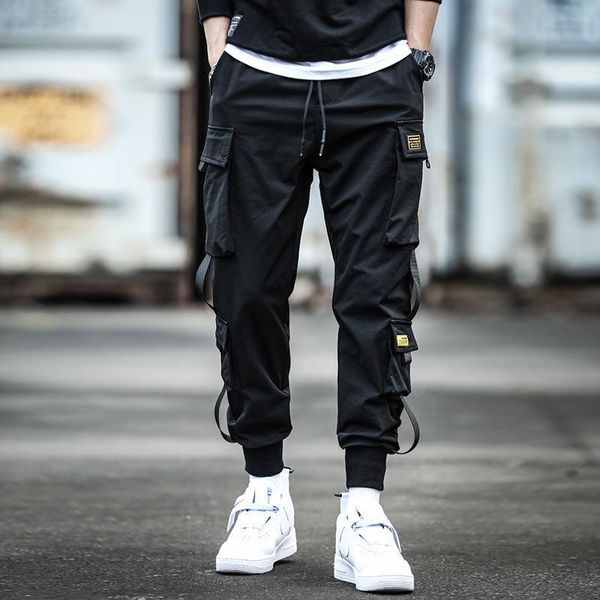 

Men's Pants Casual Men Ankle Length Bundle Lace-up Multi-pockets Plus Size 5XL Ins Fashion Leisure Loose Teens Korean Chic Hip-hop 6CB9, Black