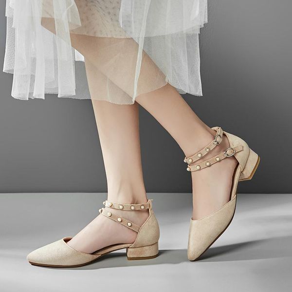 

dress shoes jsi summer ladies fashion pearl decoration square low heel handmade pointed hollow out casual women's pumps jl9, Black
