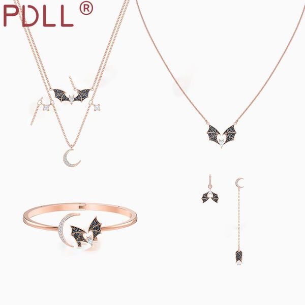 

chains pdll fashion jewelry swa asymmetric bat pattern crystal autumn winter modeling female necklace charm gift, Silver