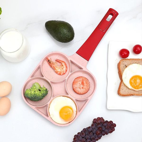 

pans 4 hole frying pan non-stick home cooking pot omelet egg ham breakfast maker cookware