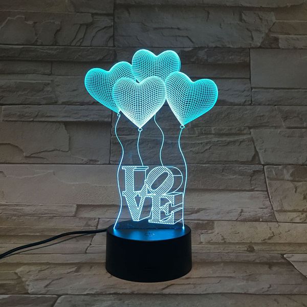 

3d lamp led night light love for mom atmosphere desk sensor nightlight alarm clock base favorite gift on mother's day
