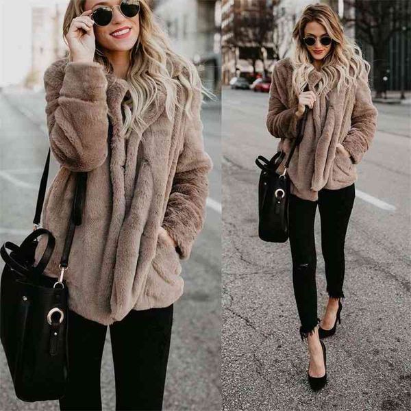 

women's jackets coats autumn and winter fashion suit collar pocket long sleeve plush sweater 42f5, Black;brown