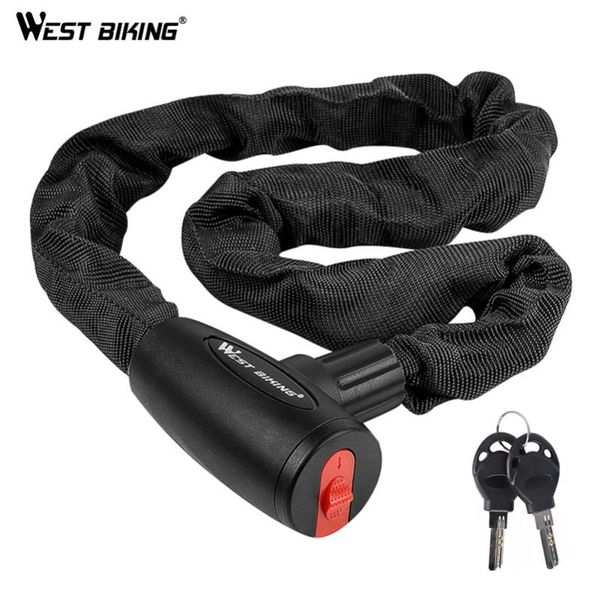 

bike locks west biking anti-theft steel chain lock with 2 keys security reinforced cycling motorcycle mountain road