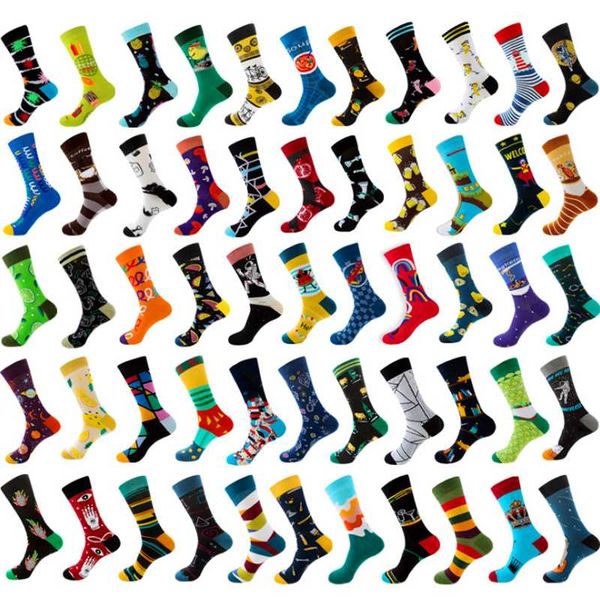 

men's socks colorful harajuku happy funny cotton fun for men, Black