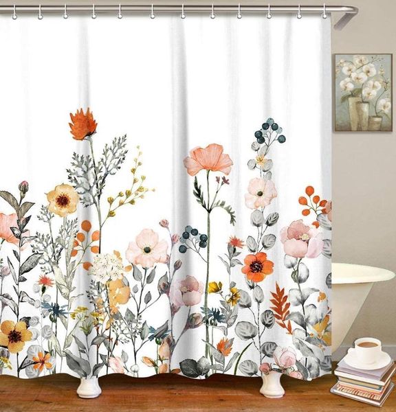 

shower curtains floral curtain with 12 hooks watercolor decorative bath modern bathroom accessories machine washable