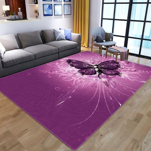 

carpets cartoon child butterfly 3d print for living room bedroom area rug soft flannel kids play crawl floor mat customized