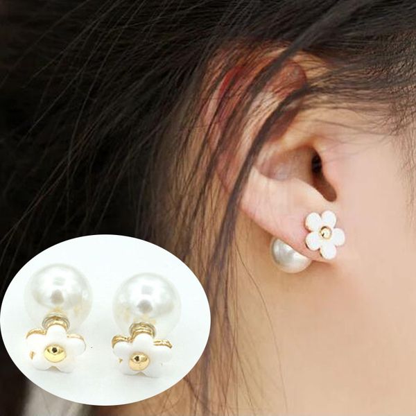

new earrings oil drop lucky white flower pearl earrings lady earrings, Golden
