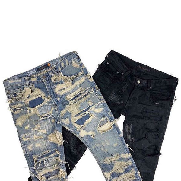 

uc85 denim jeans archive destroy ox king destroy embroidery patch jeans ts same, Blue