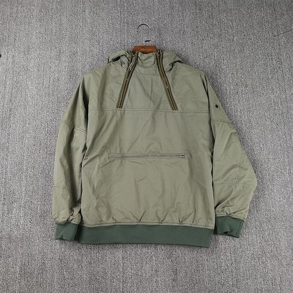 

stone pirates 21ss compass sign sweatshirts men's autumn and winter warm hoodie with double zippers in fleece, Black