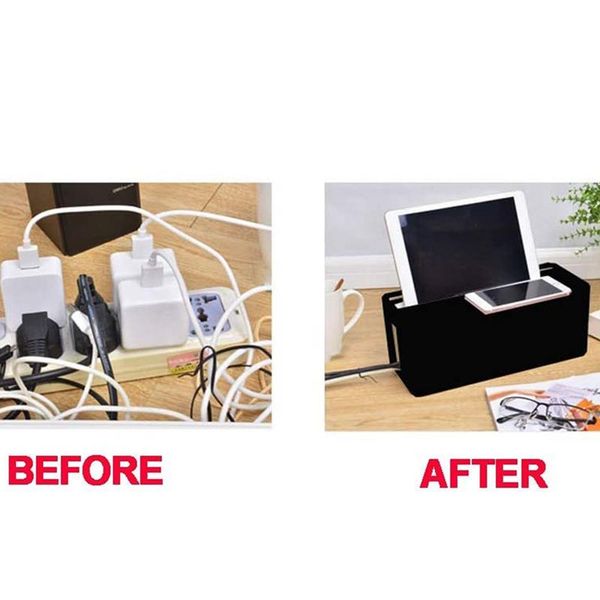 

smart power plugs cable management box for desk and strip solutions(black)
