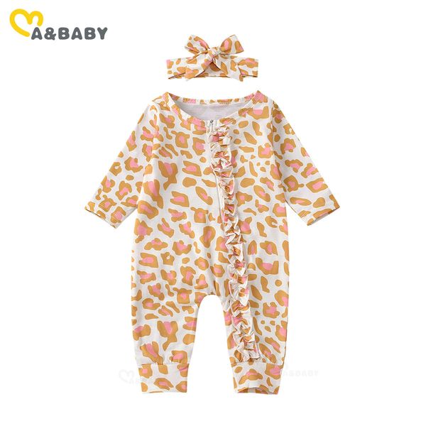 

0-24m born infant baby girls leopard romper ruffles long sleeve jumpsuit autumn girl clothes 210515, Blue