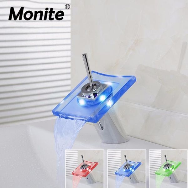 

bathroom sink faucets led rgb chrome faucets,mixers & taps single handle 1 holes waterfall basin faucet