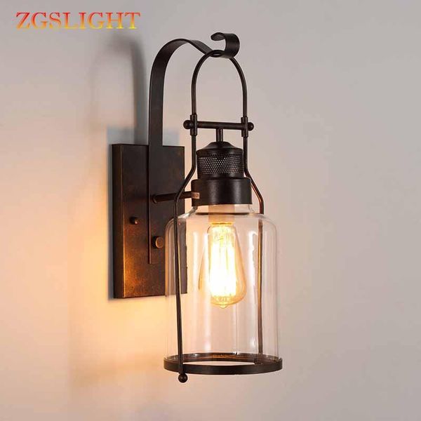

wall lamp industrial american loft retro metal glass lampshade sconce led lights for restaurant cafe bar stair home light