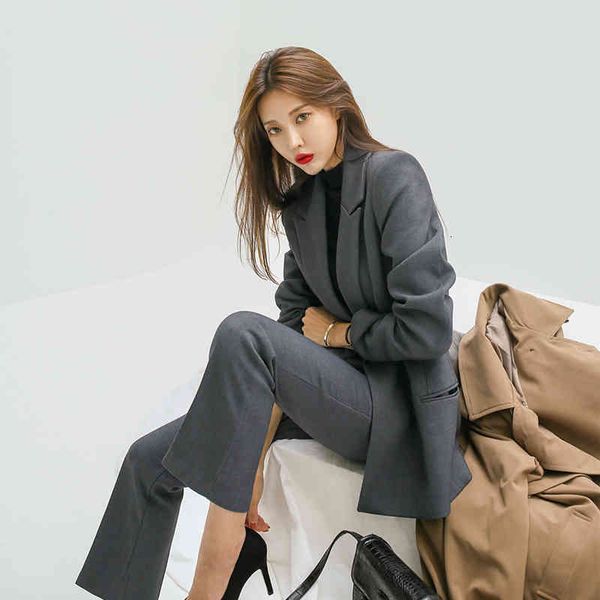 

women's two piece pants women - set office lady slim blazer suits female fashion spring autumn business attire hvh8, White