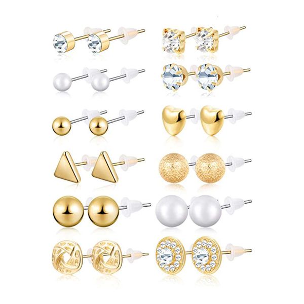

earrings set simple zircon peach alloy earrings female