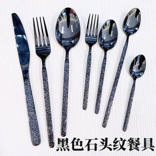 

dinnerware sets black set mirror stainless steel tableware knife fork coffee spoon flatware dishwasher safe cutlery