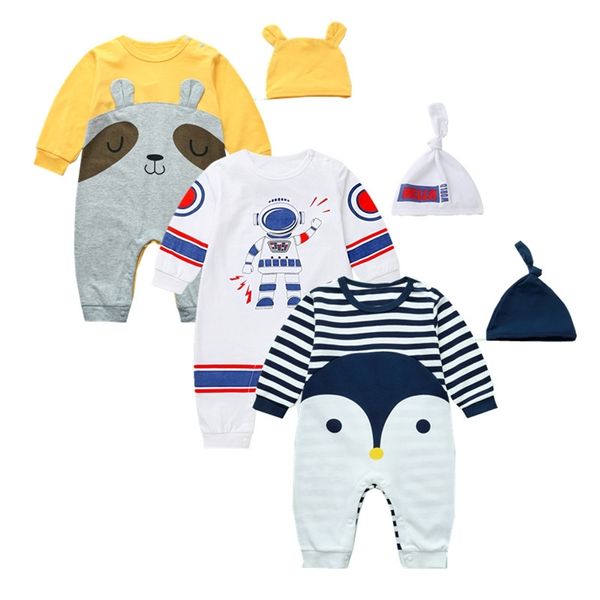 Kleinkind Jungen Mädchen Strampler Kinder Baby Jahr Kostüm Weihnachtsmann Rote Overalls + Hüte 2 Stück Baumwolle Outfits Für Geborene 0-24M 220211