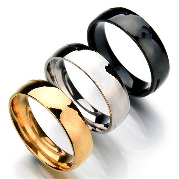 

mixmax 100pcs/lot gold black silver color 2mm 4mm 6mm 8mm stainless steel rings wedding band jewelry wholesale drop 211217, Slivery;golden