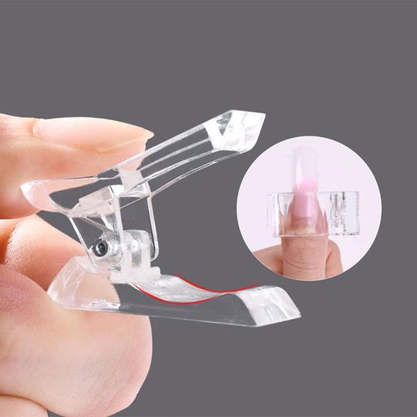 

false nails 20pcs acrylic transparent nail mold clip poly uv gel building clamp manicure quick extension art tools, Red;gold