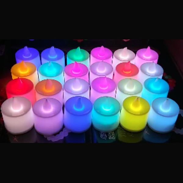 

5pcs battery powered led candle multicolor lamp simulation color flame flashing tea light home wedding birthday party decoration candles