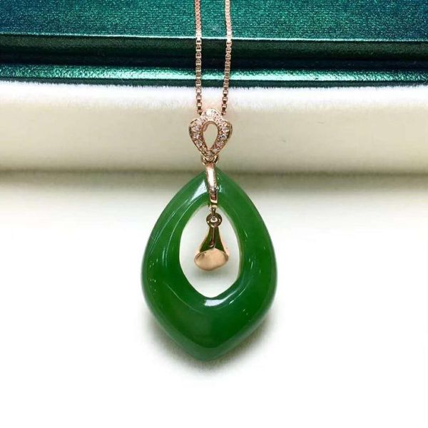 

lockets 18k gold inlaid hetian jasper water drop pendantj39#, Silver