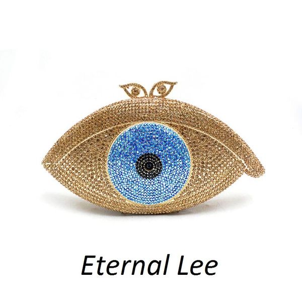 

elegant women evening party big evil eye diamonds luxury clutches vintage pattern crystal purses bridal wedding bags