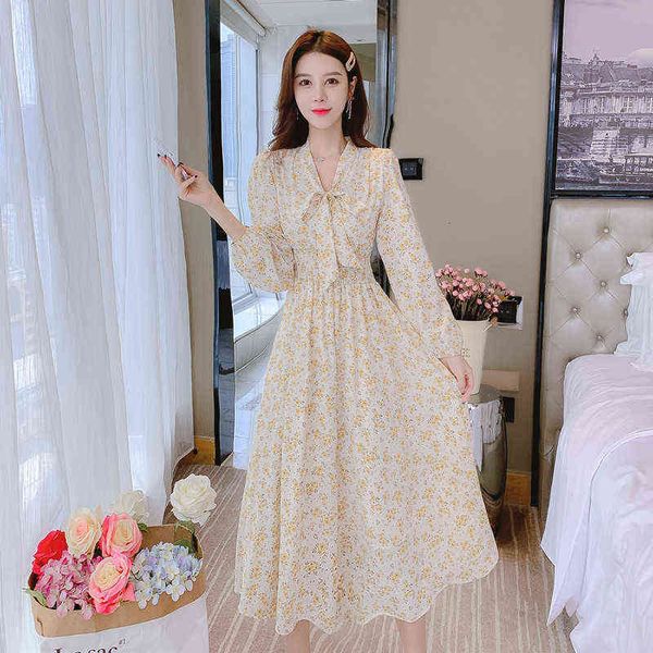 

luxury dress spring v-neck bow with waist closed to show thin temperament fairy bottomed long skirt chiffon dresses children's wear, Black;gray