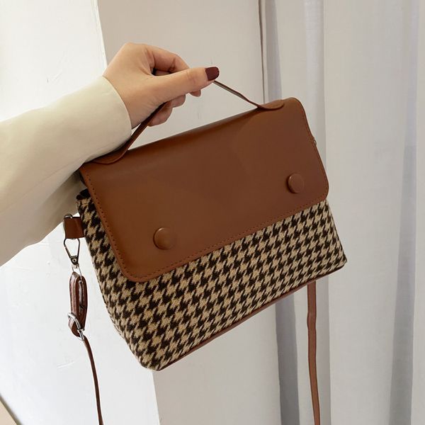 

shoulder red houndstooth small bag 2021 square fashion trendy messenger retro hit color female spring new net vwbgb