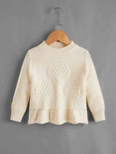 

baby ruffle hem popcorn knit sweater she, Blue