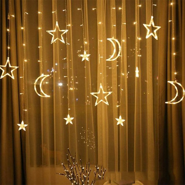 

strings led star moon curtain light fairy garland string lamps festival party decoration colorful lights