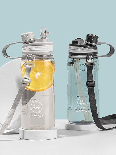 

water bottle large capacity cup female with straw portable sports fitness male student summer plastic