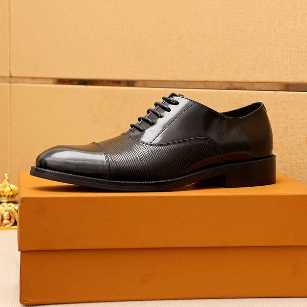 

men genuine leather dress shoes lace up casual loafers mens brand designer driving flats business wedding party dress shoes size 38-45, Black
