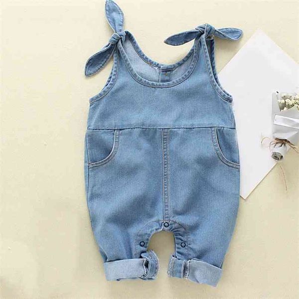 

summer denim bodysuit outfits baby clothing girl overalls boy clothes romper for toddlers 210528, Blue