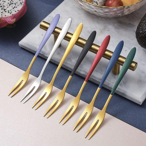 

forks 5pcs fruit appetizer dessert cake salad beautiful colorful stainless steel fork for wedding party restaurant