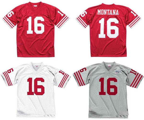 

stitched football jersey 16 joe montana 1990 mitchell & ness retro rugby jerseys men women youth s-6xl, Black;red