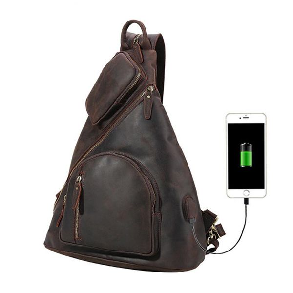 

backpack luufan featured travel backpacks single shoulder genuine leather chest bag with usb cable connector dual use big sling