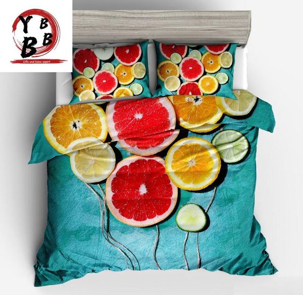 

bedding sets 3d fruit blue yellow red duvet cover twin full  king size cartoon bedclothes 2021 fashion pillowcase