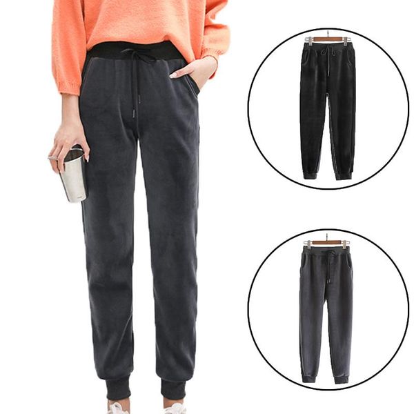 

women's pants & capris slim women pant winter cashmere warm female casual harem lined fleece trousers autumn sweatpants, Black;white