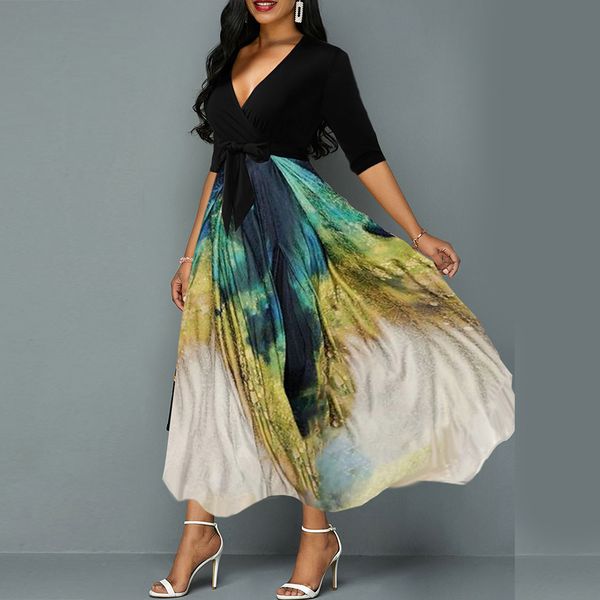 

peacock women's contrast summer 2020 new chiffon print dress, White;black