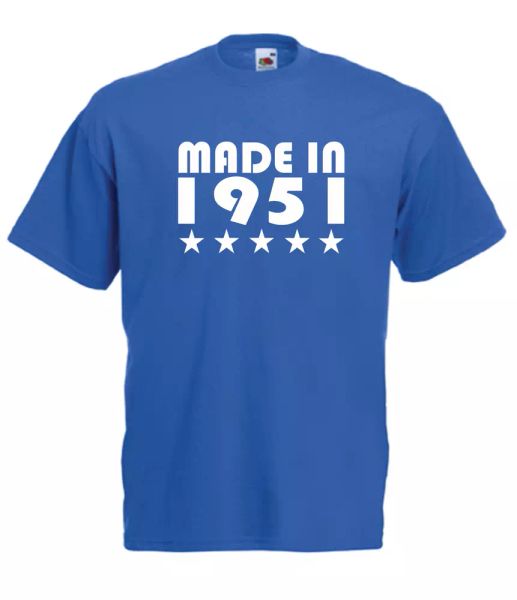 

made in star 1951 xmas idea mens women t shirts multi-color size s-2xl, White;black