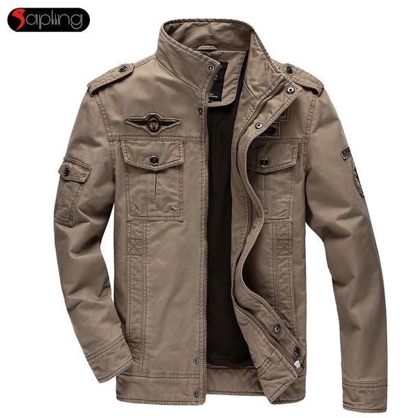 

men's jackets autumn winter jacket cargo coat solid color military coats male fashion zipper outwear oversize m-6xl men clothing, Black;brown
