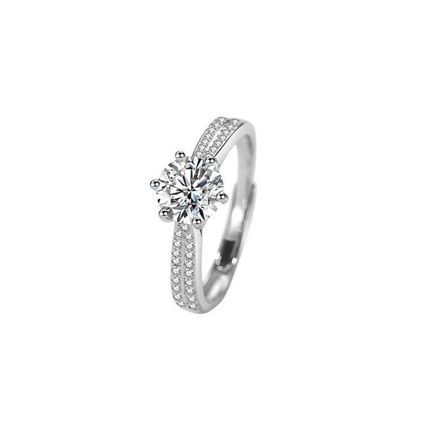 

cluster rings boutique mosan diamond female 1 fashion grade d colorless six claw retro queen wedding ring sterling silver gift jewelry, Golden;silver
